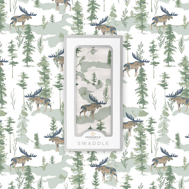 Mountain Moose Muslin Swaddle