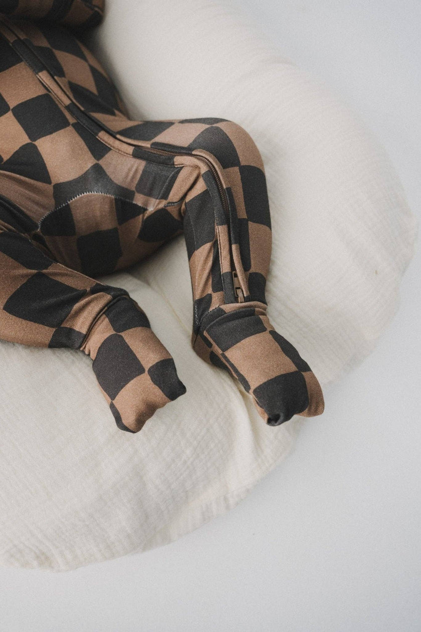 Ink & Earth Checkerboard Zipper Romper