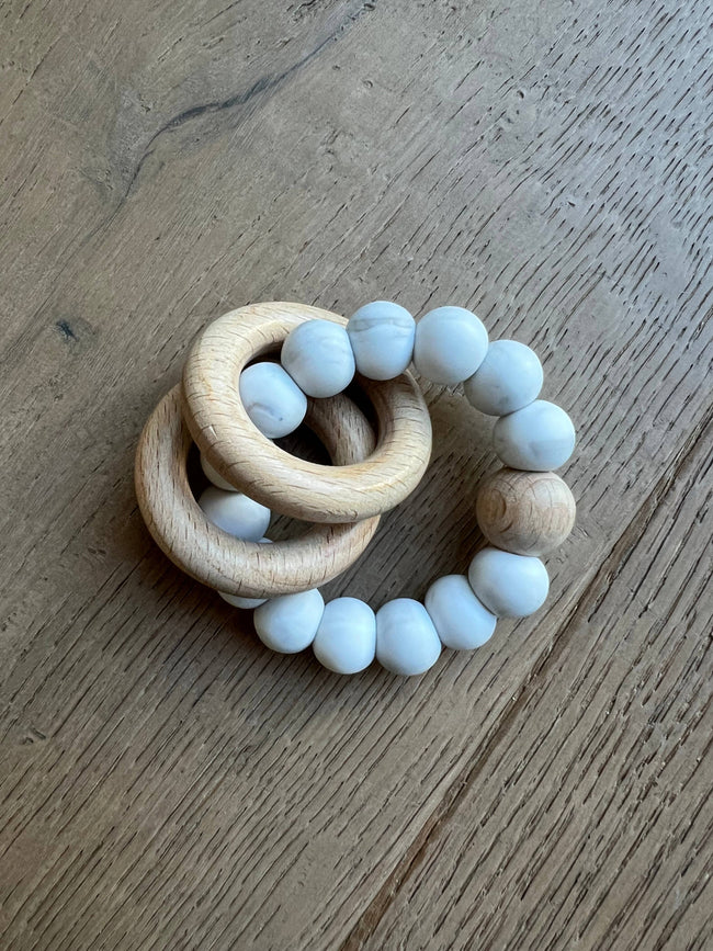 Ring Teether- Gray Marble
