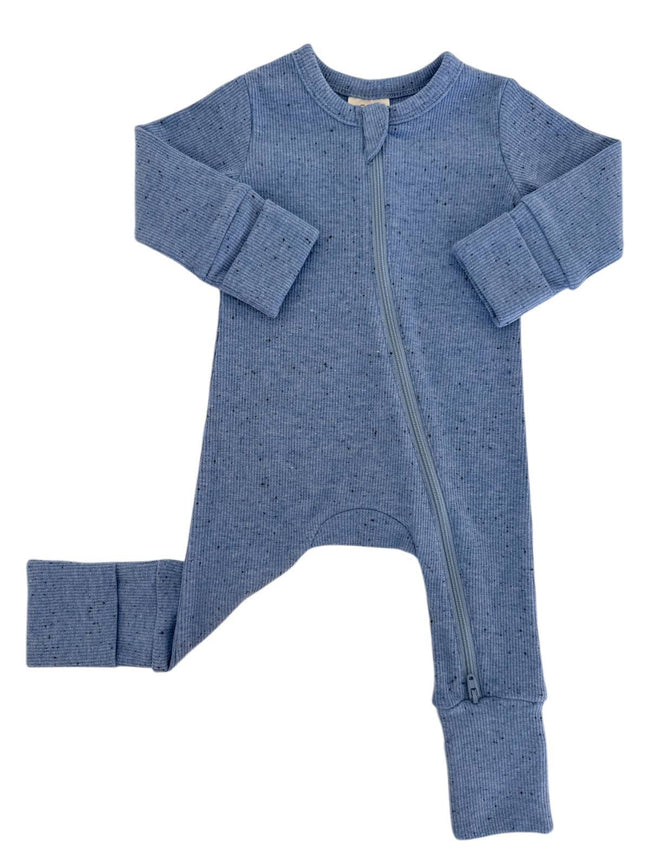 Blue Speckle 2-Way Zip Romper