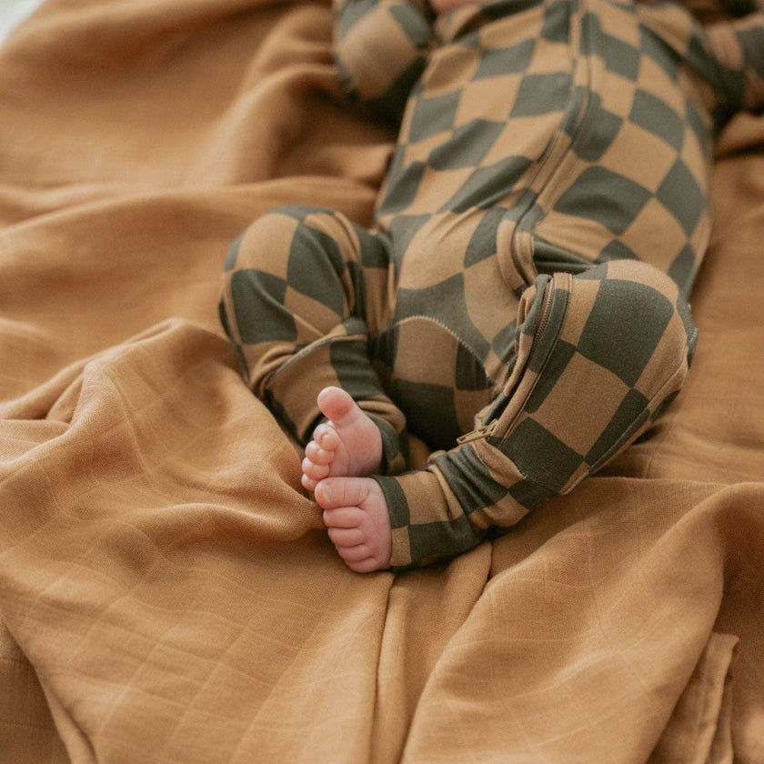 Ink & Earth Checkerboard Zipper Romper