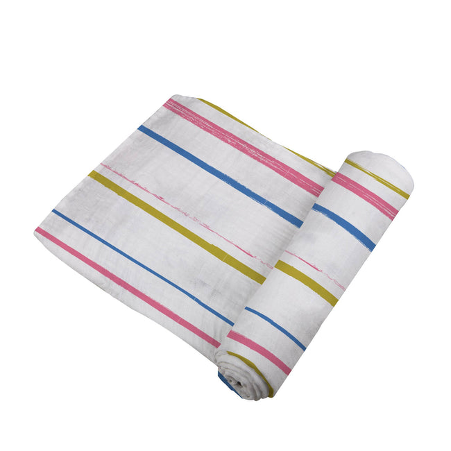 Watercolor Stripe Muslin Swaddle