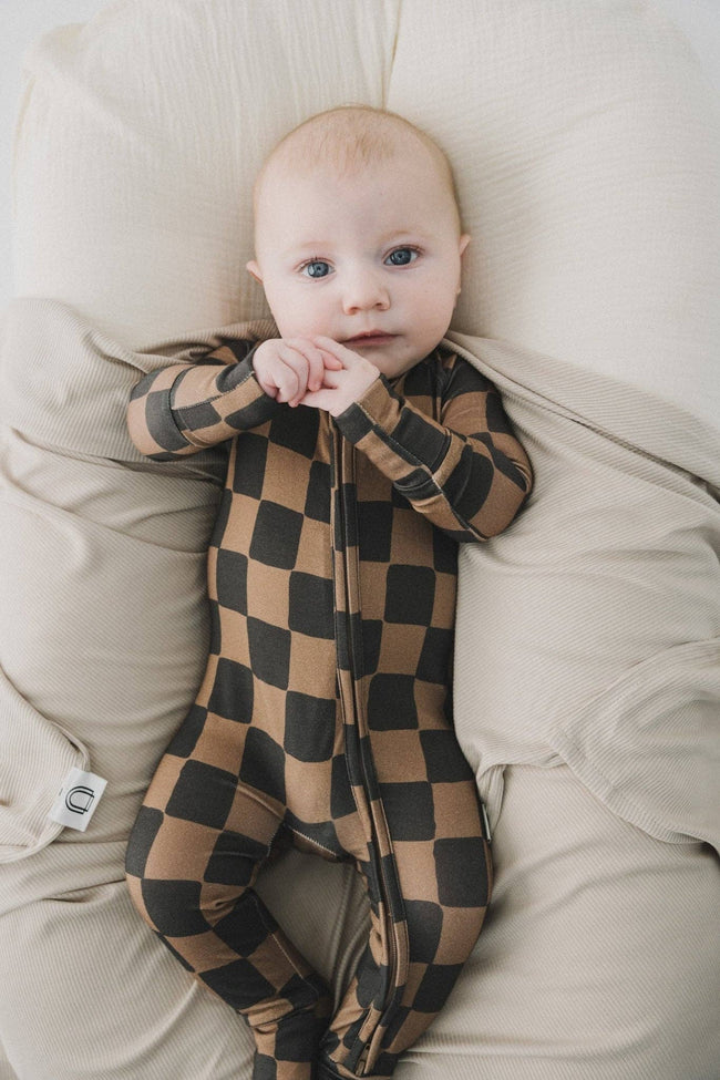 Ink & Earth Checkerboard Zipper Romper
