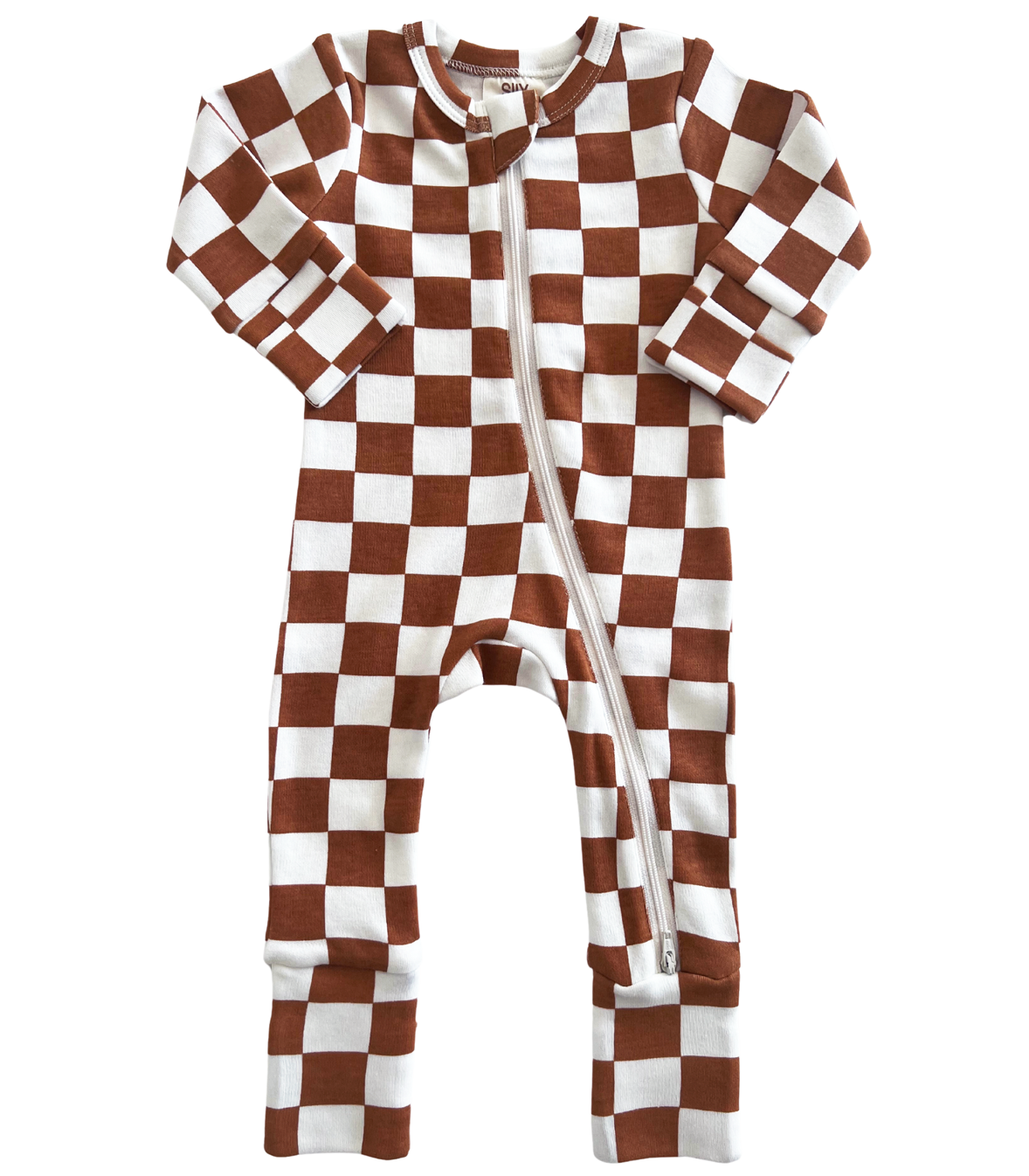 Stracciatella Checkerboard Organic 2-Way Zip Romper