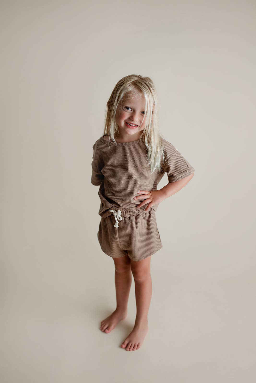 Cocoa Sands Neutral Summer Waffle Toddler Top & Bottom Set
