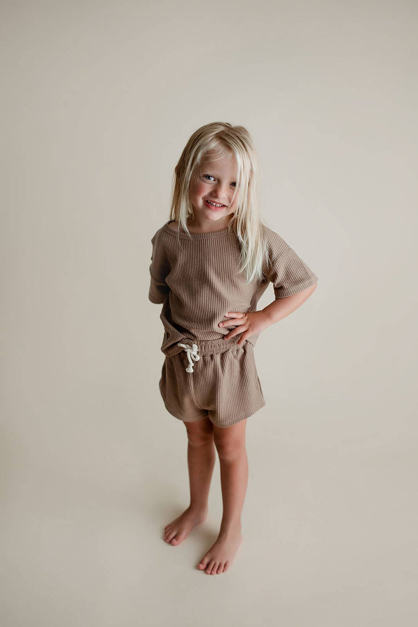 Cocoa Sands Neutral Summer Waffle Toddler Top & Bottom Set