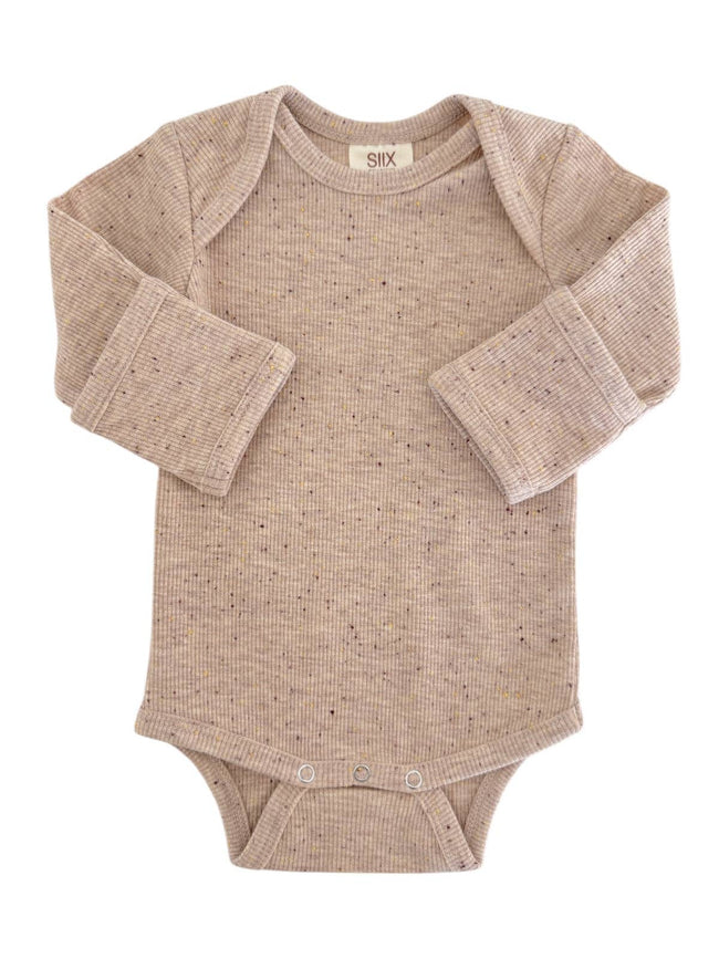 Tan Speckle Long Sleeve Bodysuit