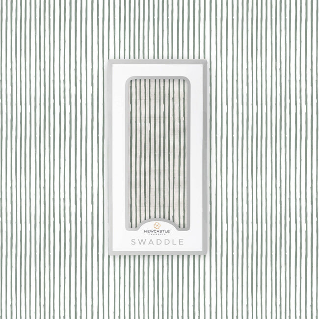 Sage Green Stripe Muslin Swaddle