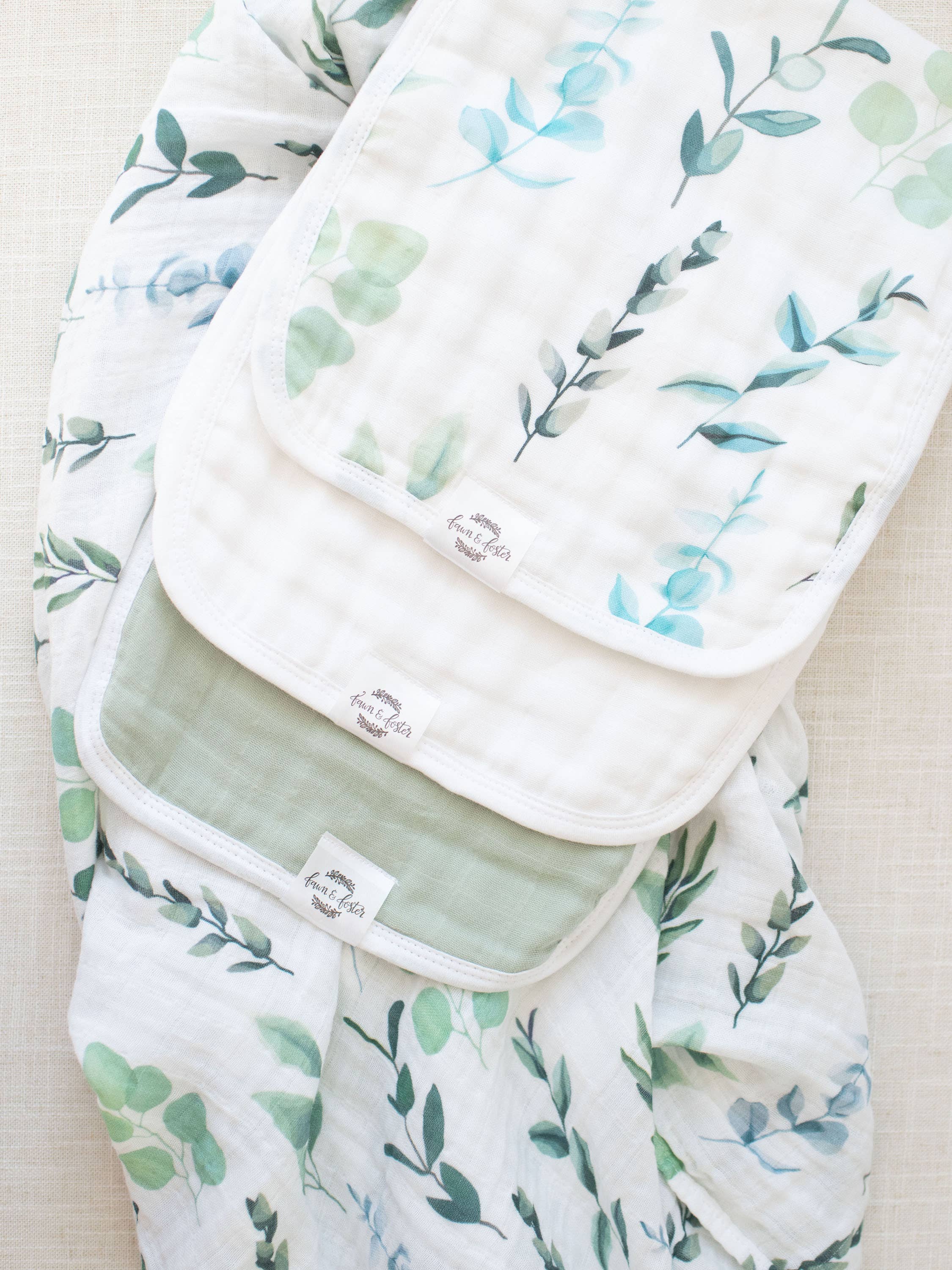 Organic Premium Oversized Absorbent Burp Cloths Sage Leaves