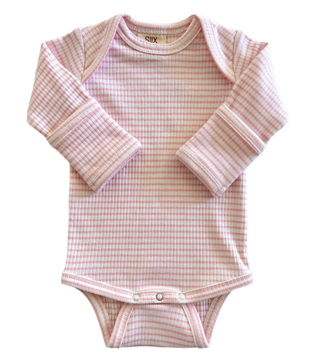 Pink Stripe Organic Ribbed Long Sleeve Bodysuit