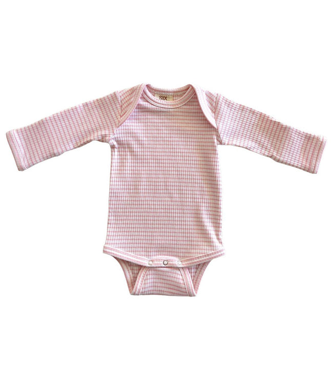 Pink Stripe Organic Ribbed Long Sleeve Bodysuit