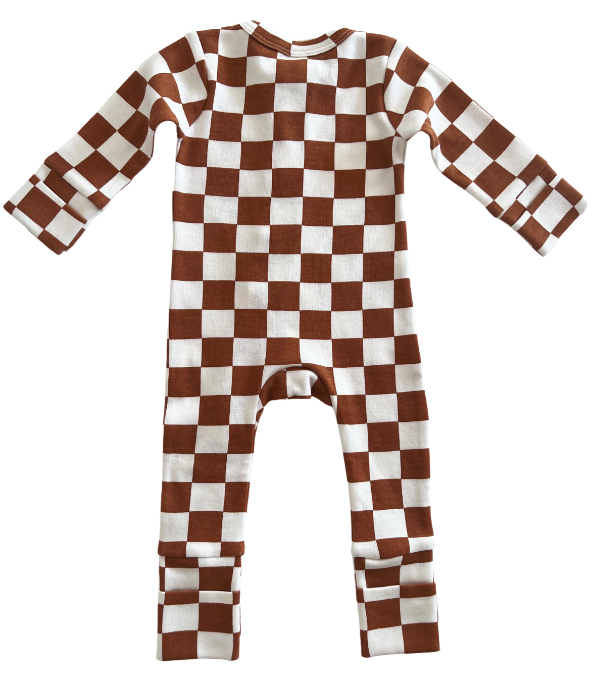 Stracciatella Checkerboard Organic 2-Way Zip Romper