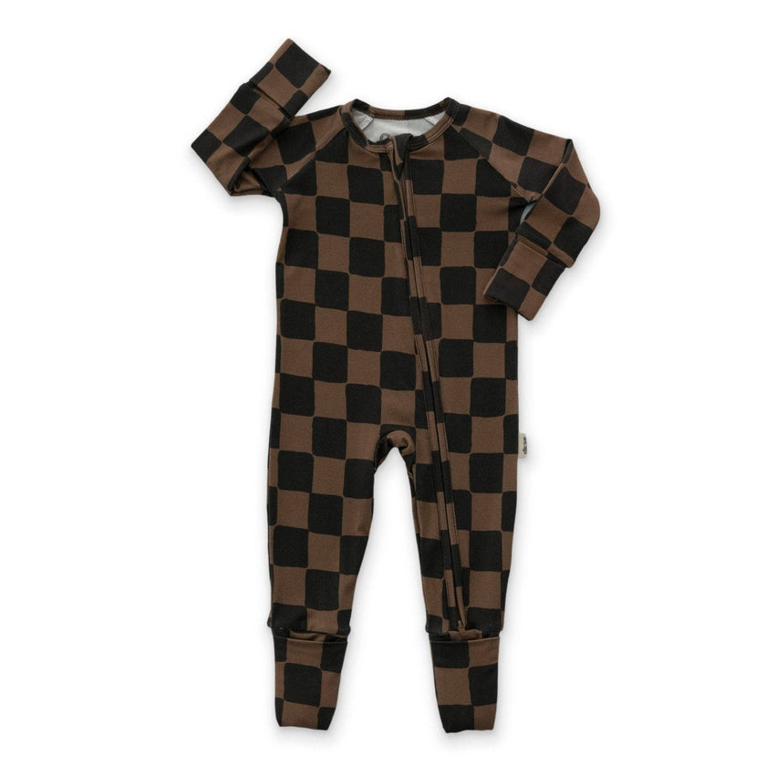 Ink & Earth Checkerboard Zipper Romper