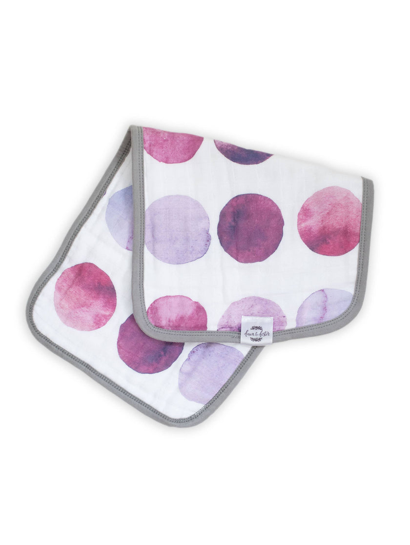 Organic Premium Oversize Absorbent Burp Cloths Violet Floral