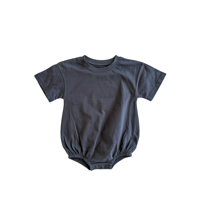 Organic Cotton Bubble Romper - Vintage Black