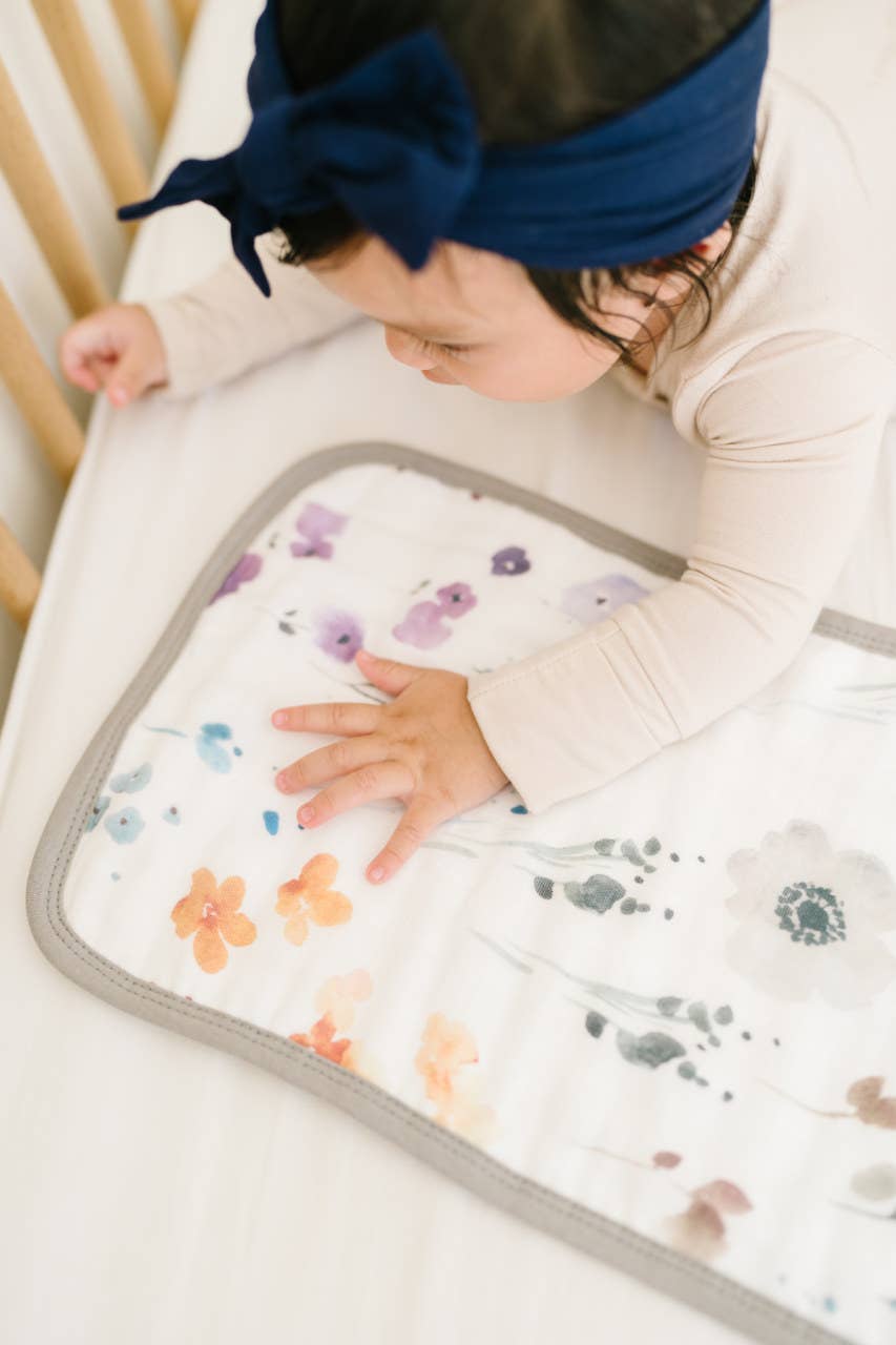 Organic Premium Oversize Absorbent Burp Cloths Violet Floral