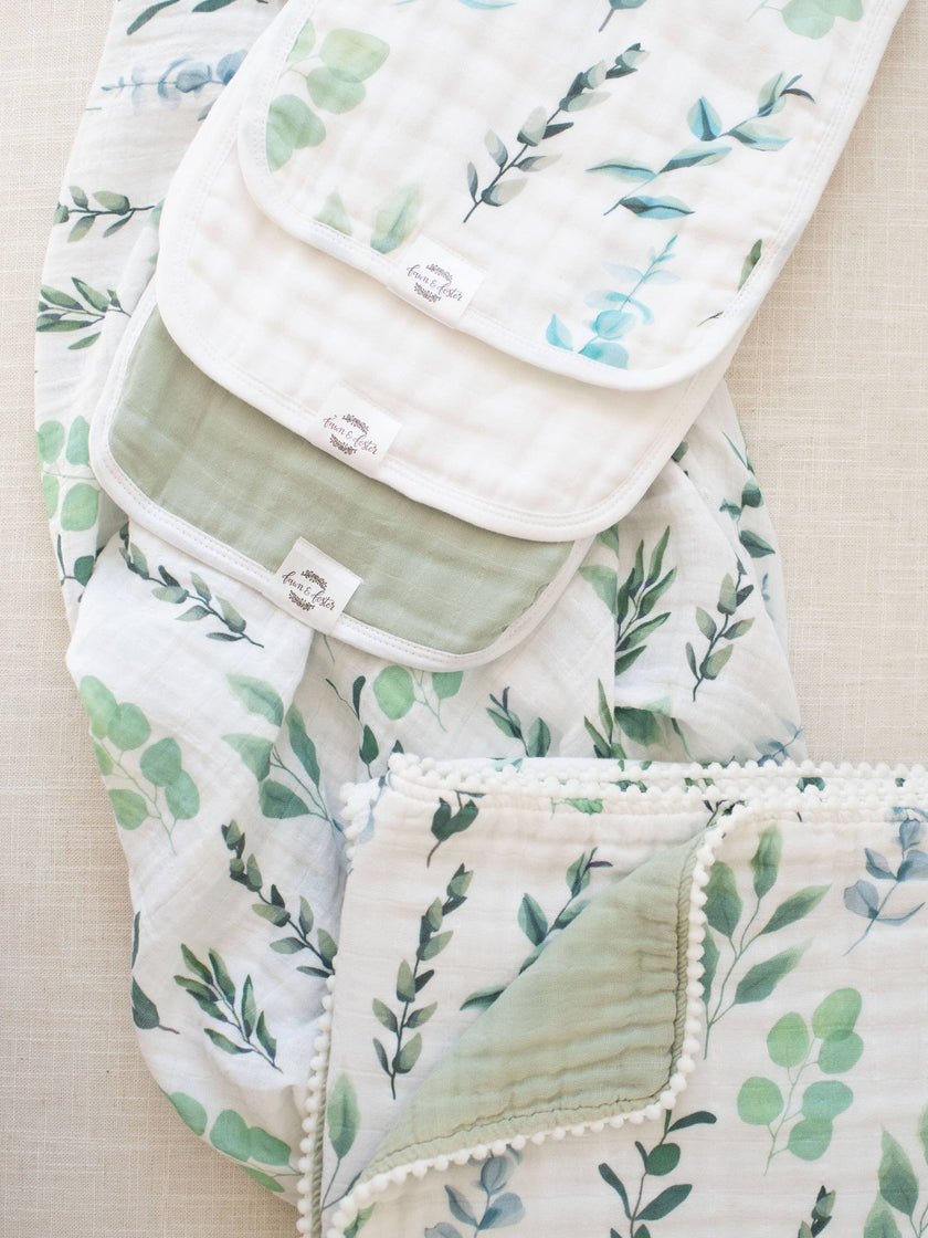Organic Premium Oversized Absorbent Burp Cloths Sage Leaves