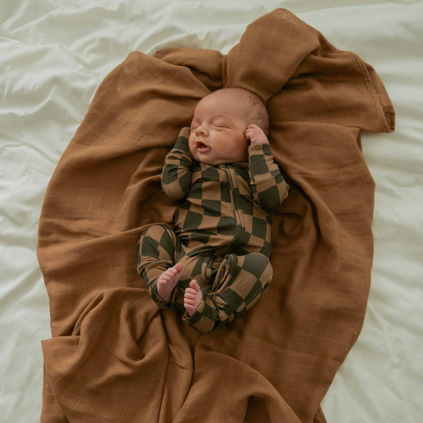 Ink & Earth Checkerboard Zipper Romper
