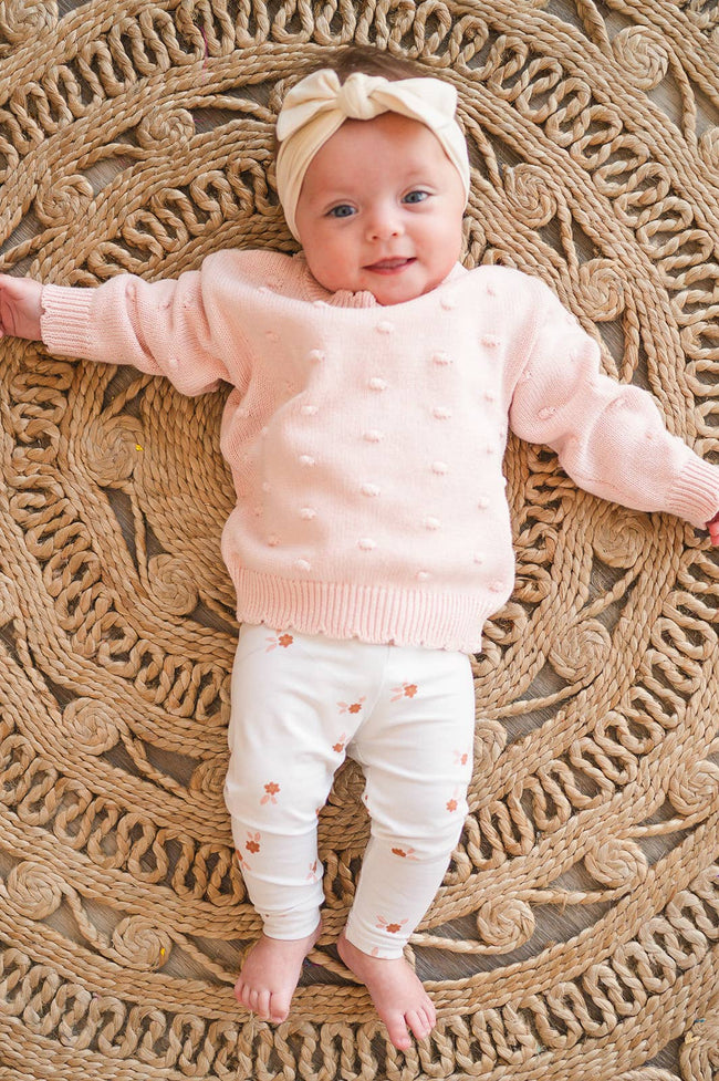 Organic Knit Sweater - Pink Pom