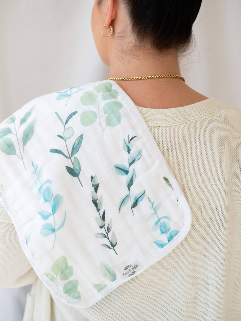 Organic Premium Oversized Absorbent Burp Cloths Sage Leaves