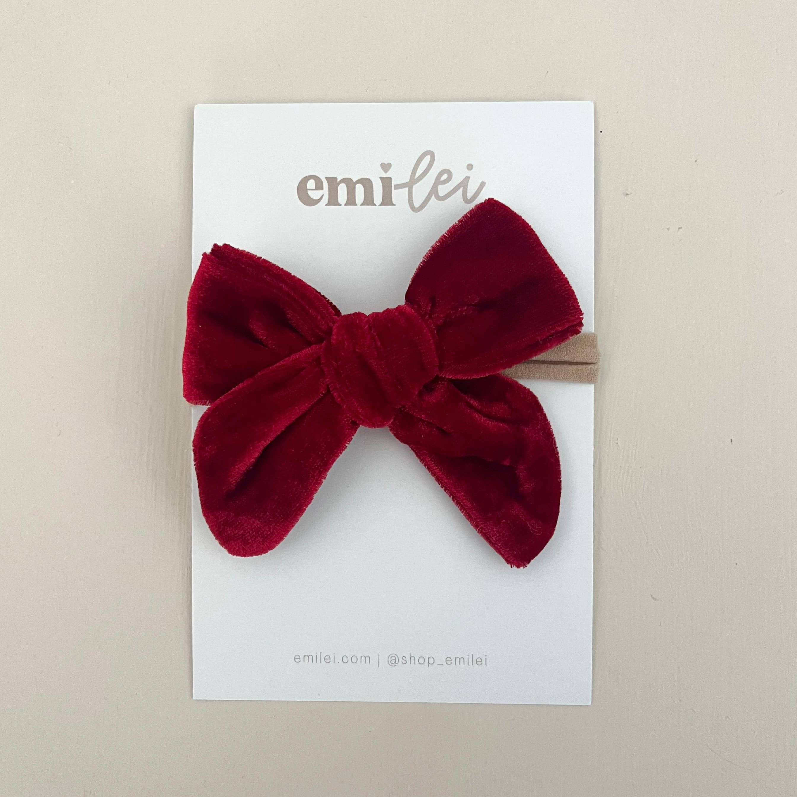 Velvet Fable Bow Headband - Crimson