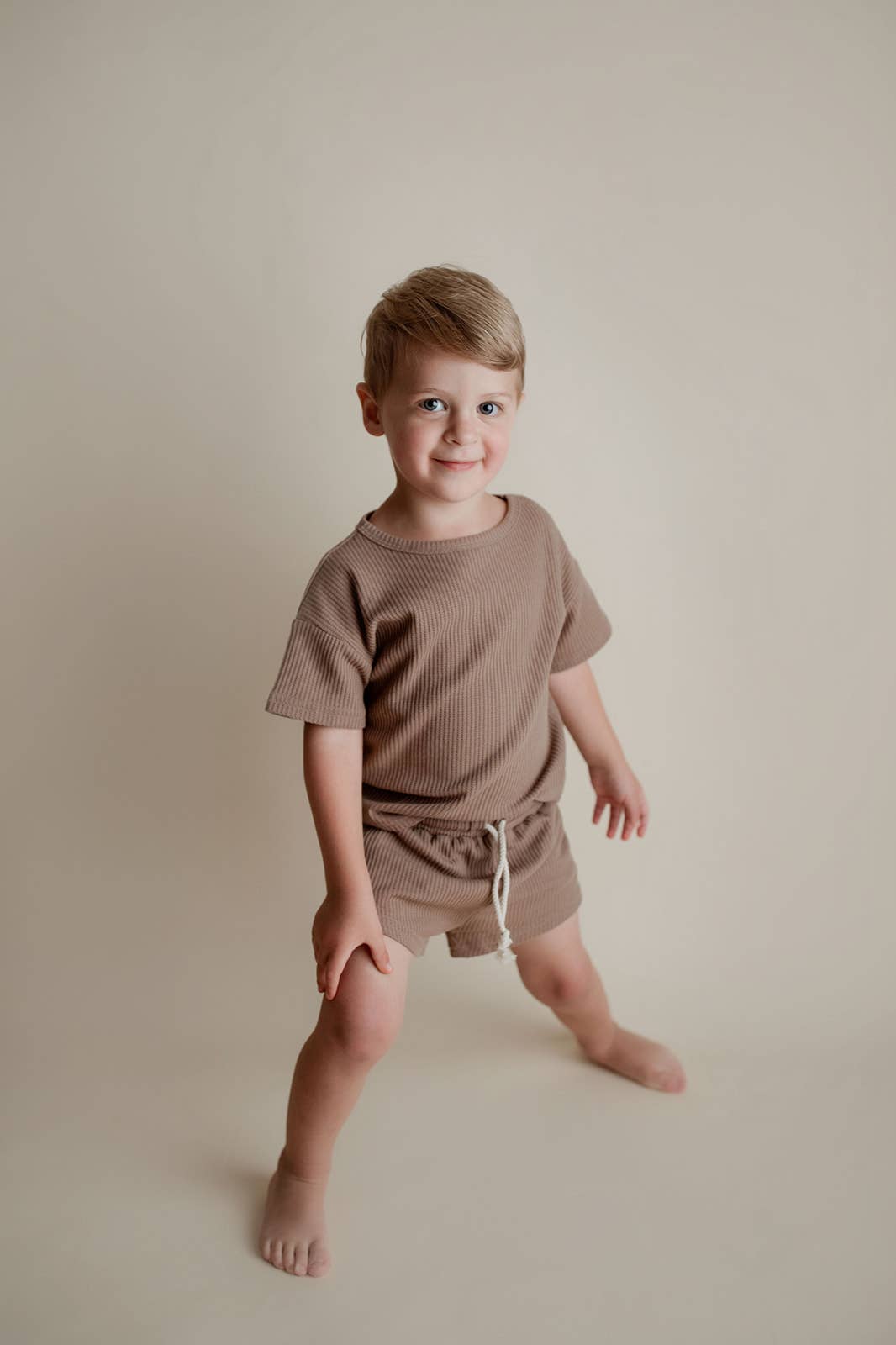 Cocoa Sands Neutral Summer Waffle Toddler Top & Bottom Set