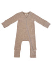 Tan Speckle 2-Way Zip Romper