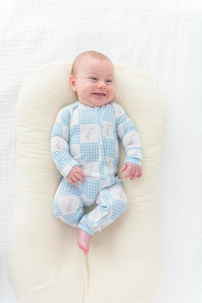 Goose Checker Zipper Romper