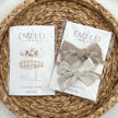 Alligator Clip Bow Set - Taupe Linen + Mini Check