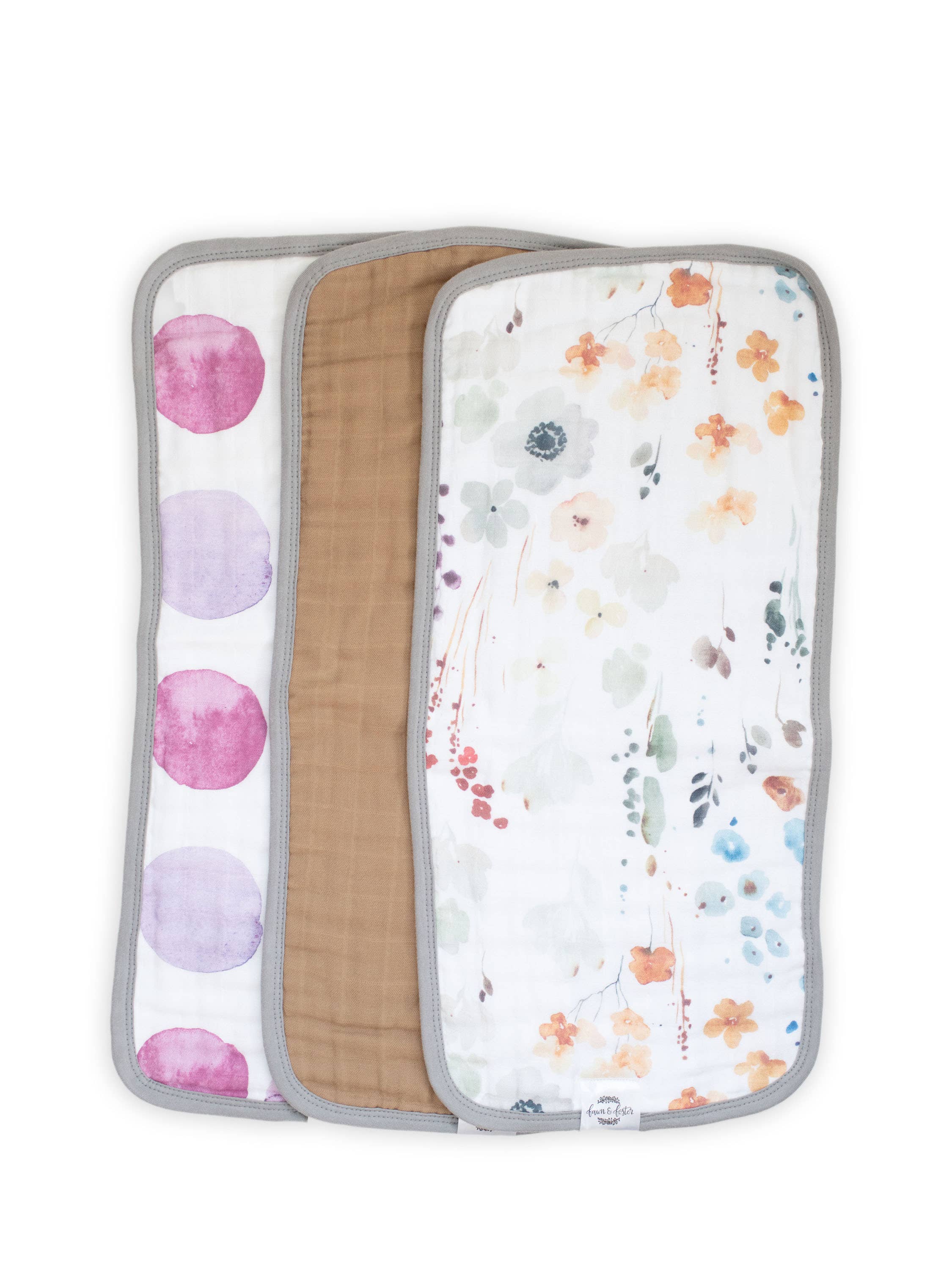 Organic Premium Oversize Absorbent Burp Cloths Violet Floral