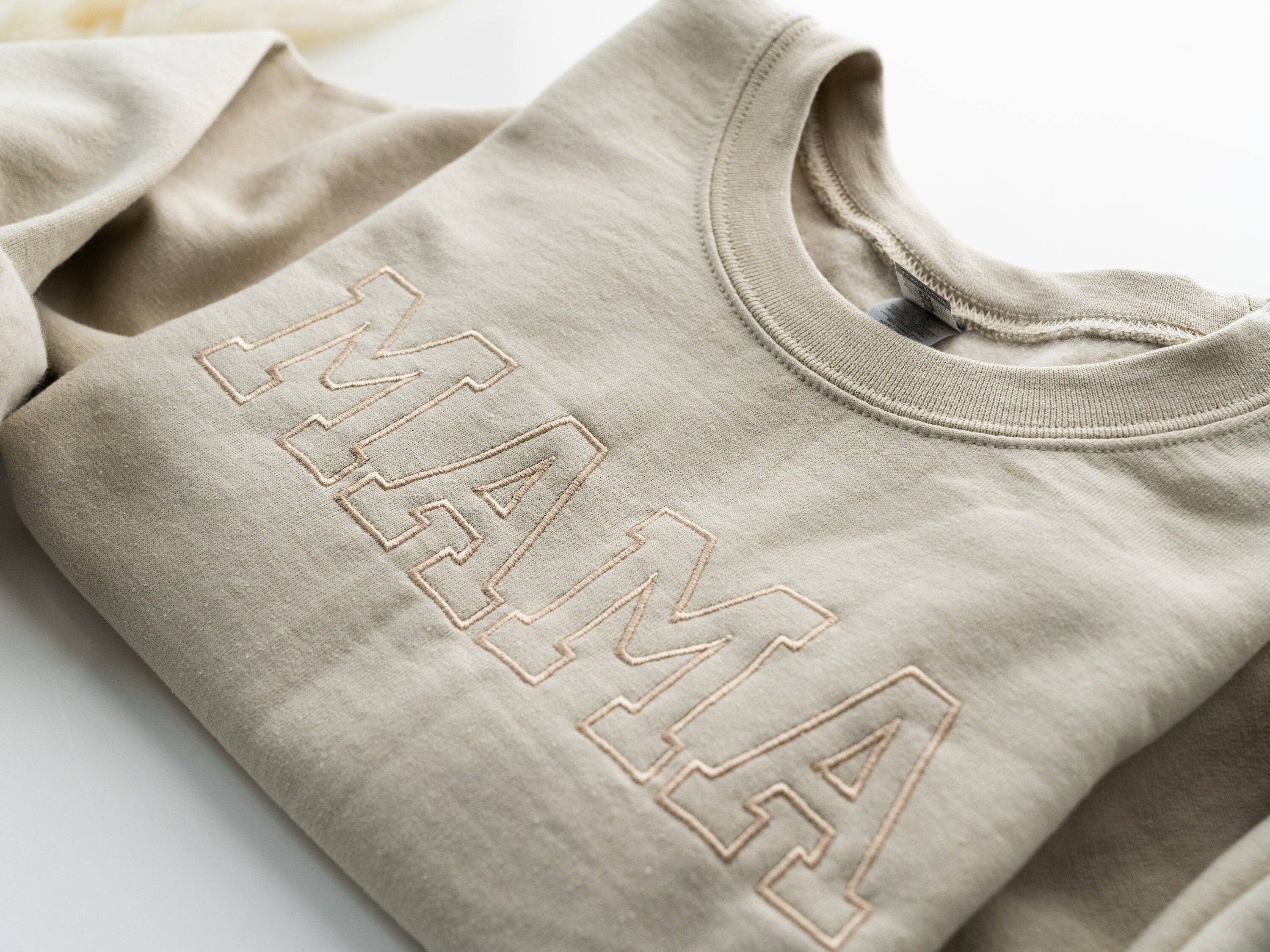 Mama Embroidered Sweatshirt—Sand