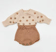 Lottie Dot Knit Romper – Apricot Sunset