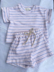 Pinkie Stripes Cotton Two Piece Short Sleeve Set