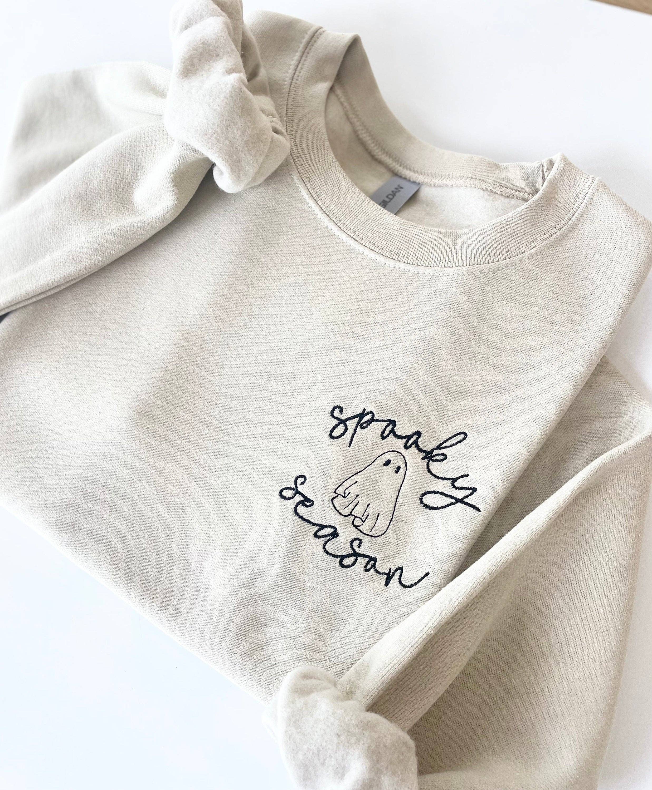Spooky Ghost Halloween Embroidered Sweatshirt