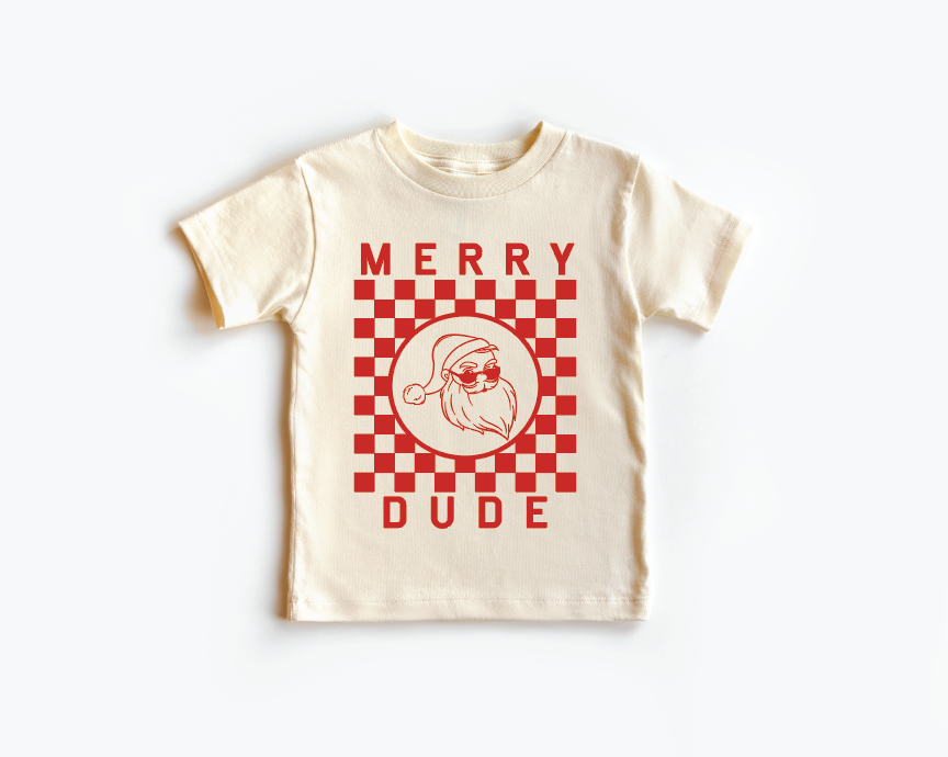 Merry Dude Checkered - Christmas Kids Tee