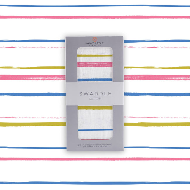 Watercolor Stripe Muslin Swaddle