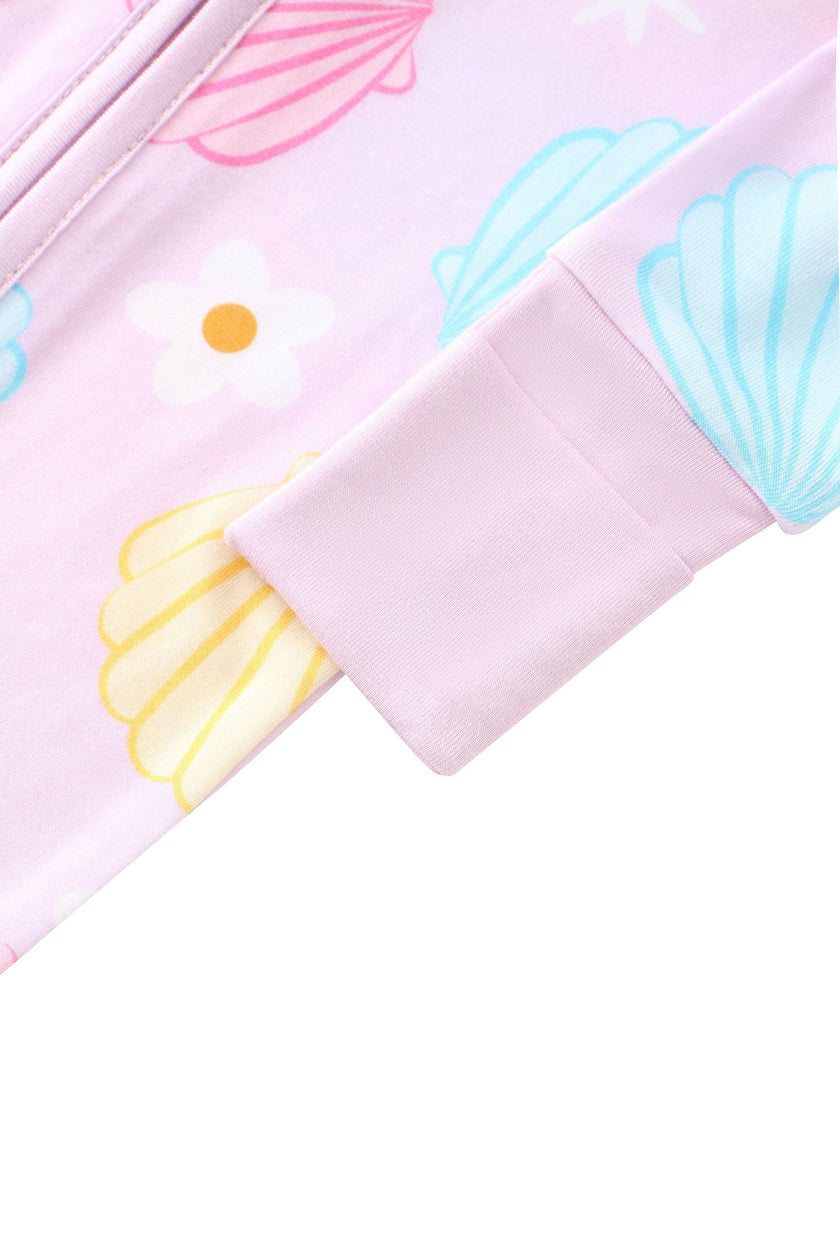 Pastel Seashell Bamboo Baby Convertible Zippy Romper