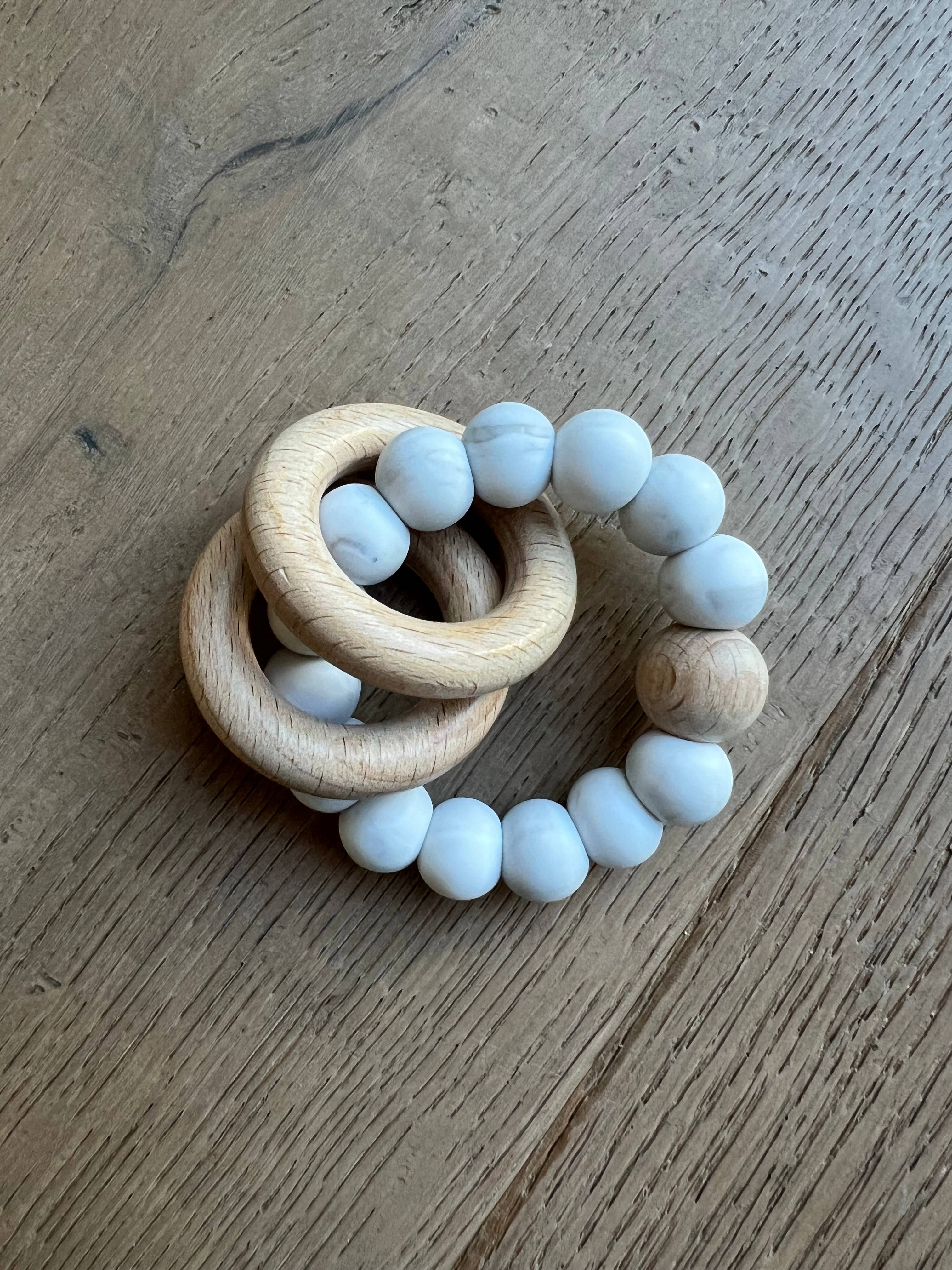 Ring Teether- Gray Marble