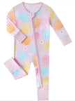 Pastel Seashell Bamboo Baby Convertible Zippy Romper