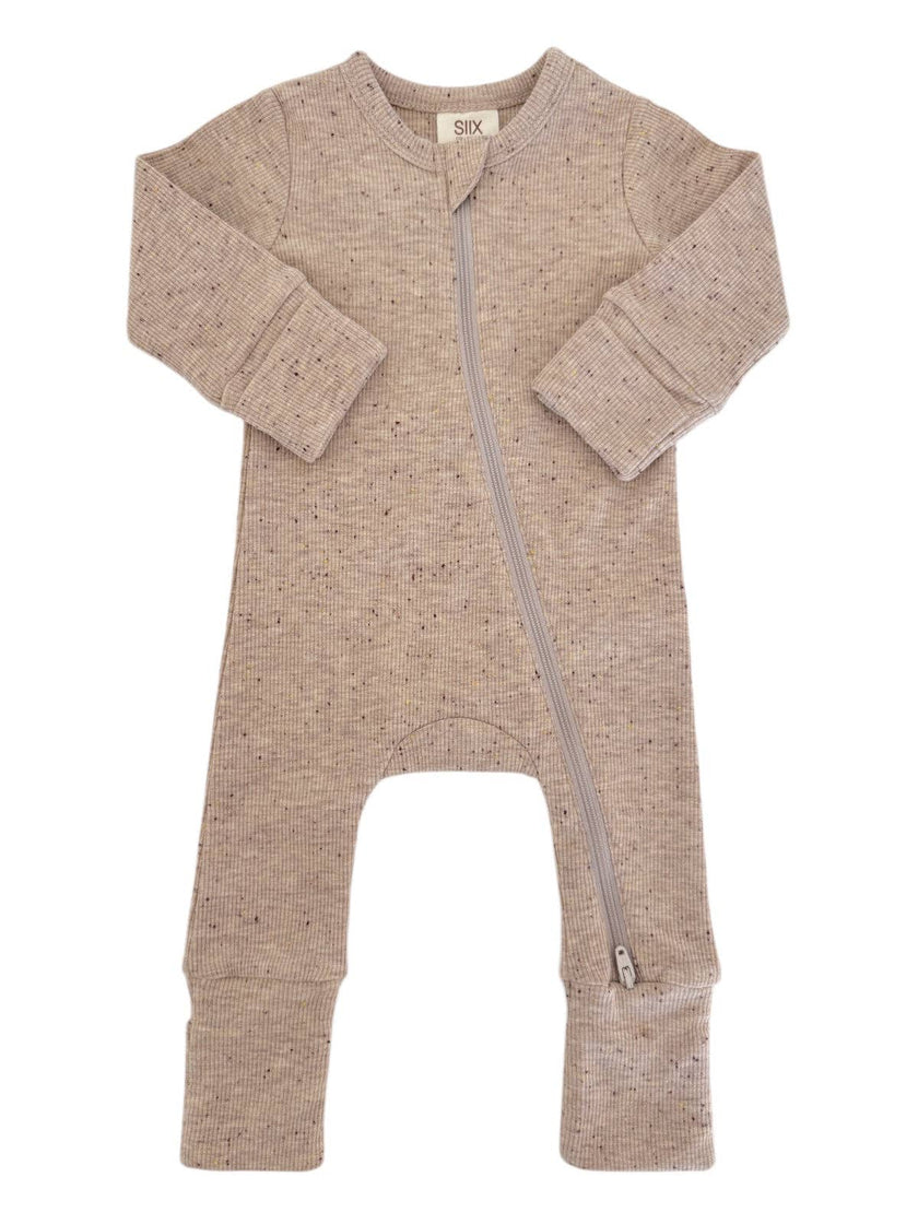 Tan Speckle 2-Way Zip Romper