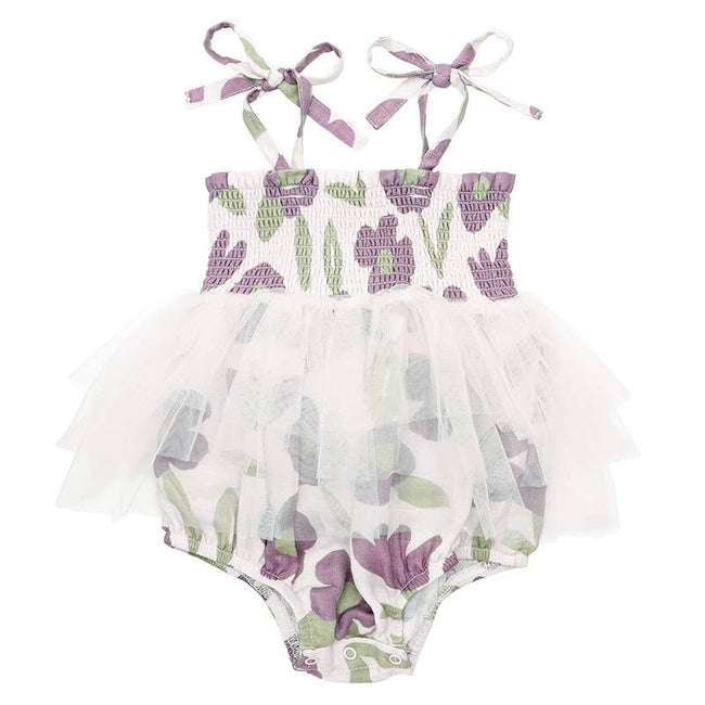 Tutu Bubble Romper - Purple Floral