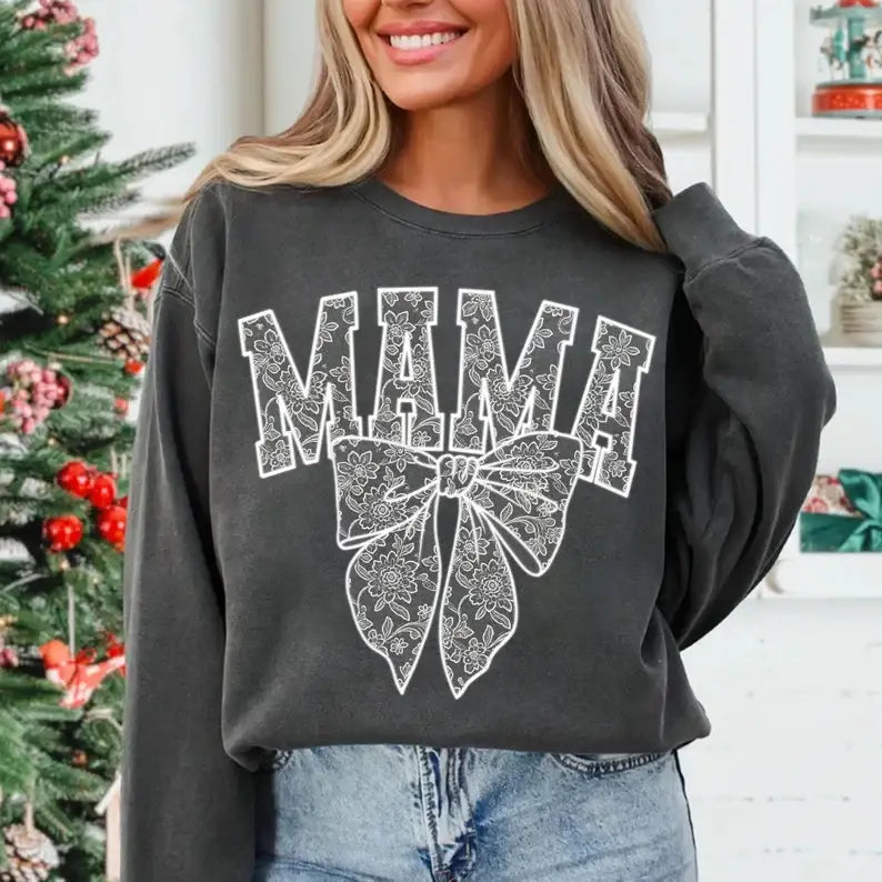MAMA LACED COQUETTE CREWNECK TEE