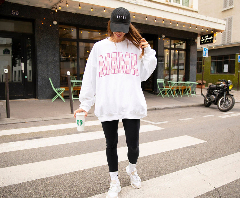 Pink Checkered Mama Sweatshirt
