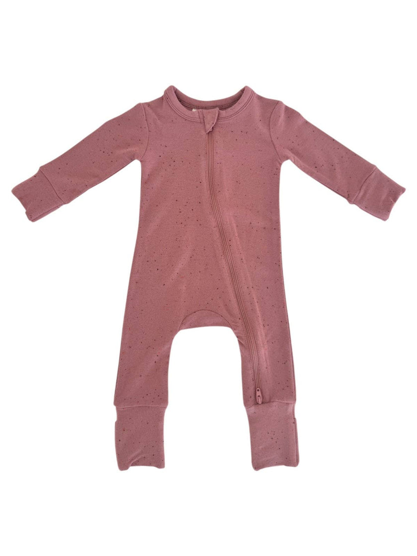 Mauve Speckle 2- Way Zip Romper