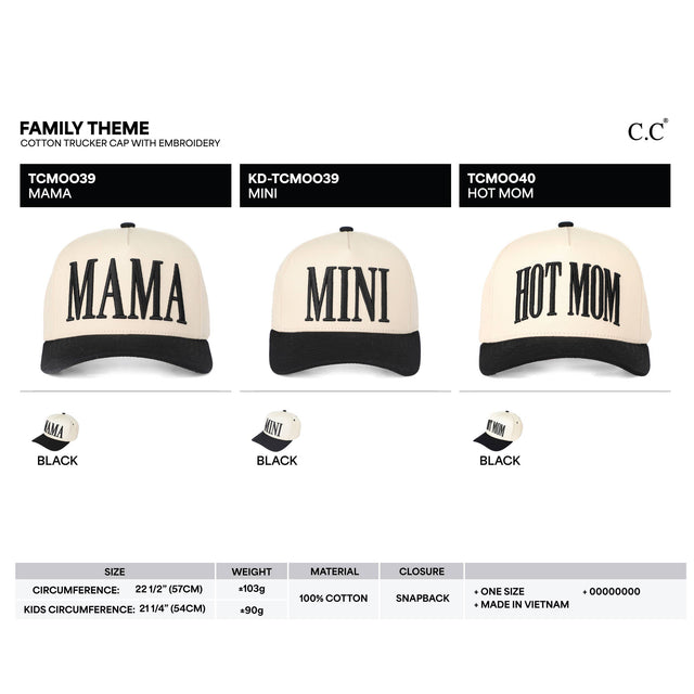 C.C MINI Embroidered KIDS Snapback Trucker Cap