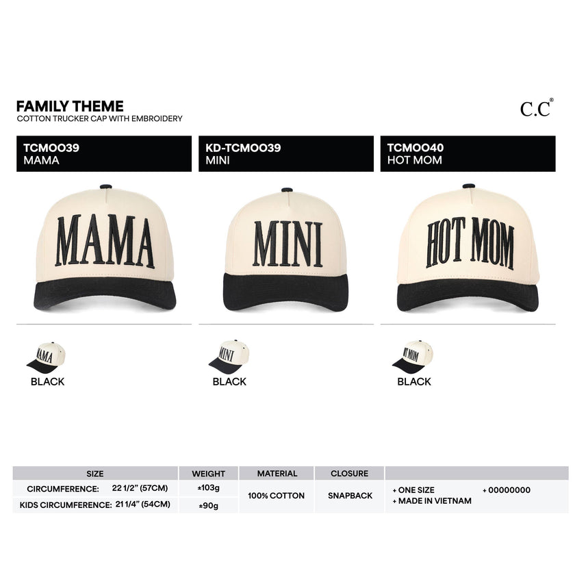C.C MINI Embroidered KIDS Snapback Trucker Cap