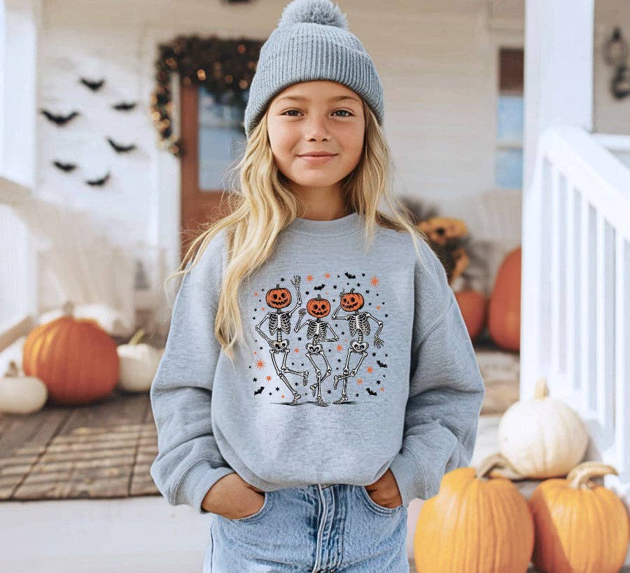 Pumpkin Skelly Youth Crewneck Sweatshirt