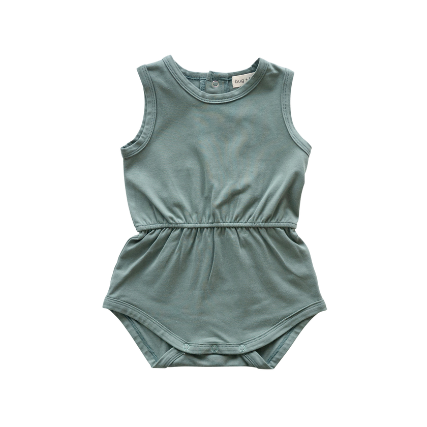 Organic Cotton Playsuit | Basil Green