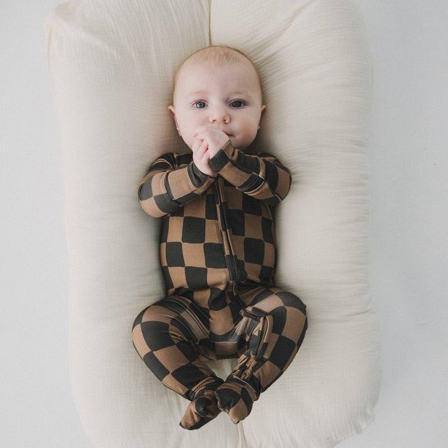 Ink & Earth Checkerboard Zipper Romper