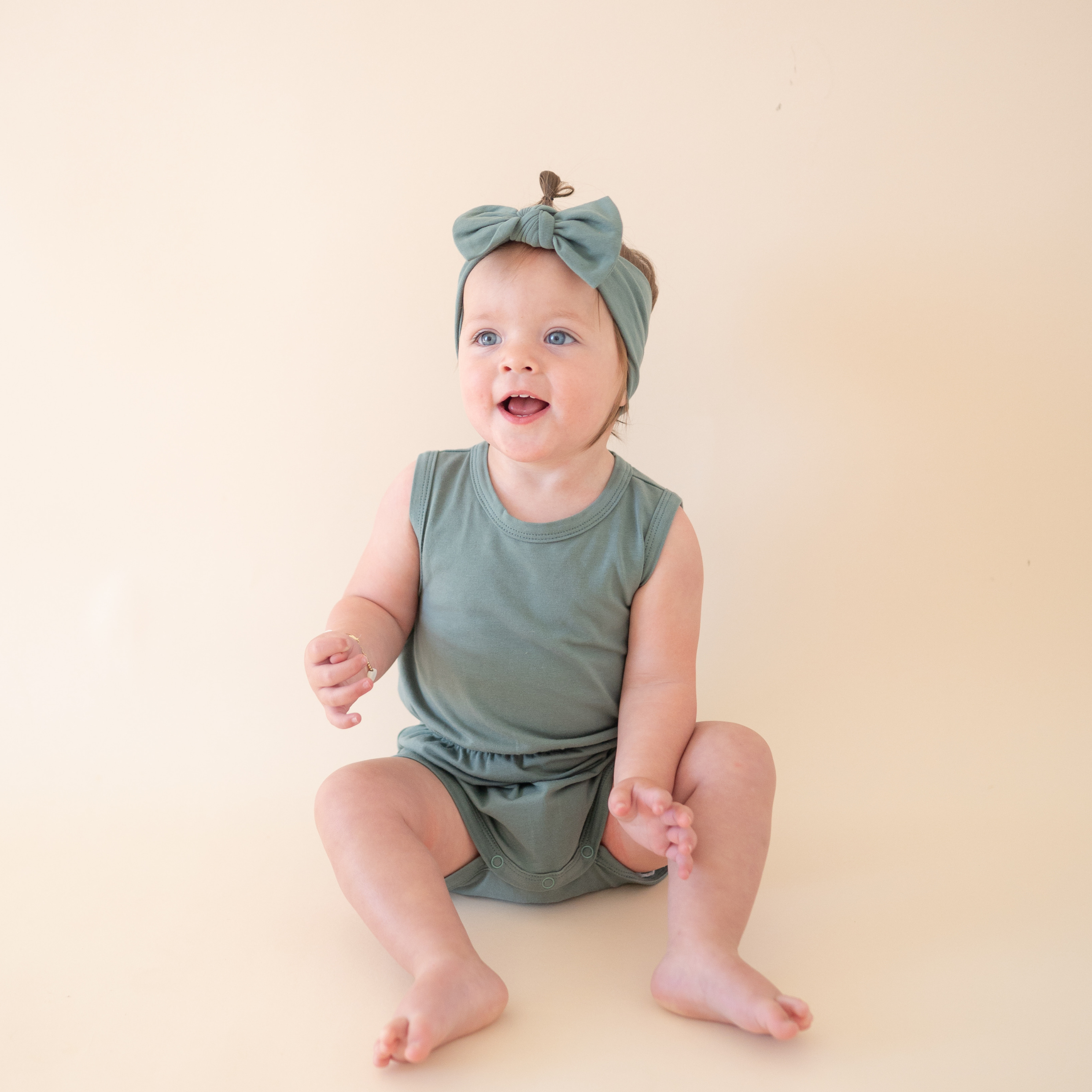 Organic Cotton Playsuit | Basil Green